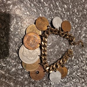 Vintage Old Coin Charm bracelet
